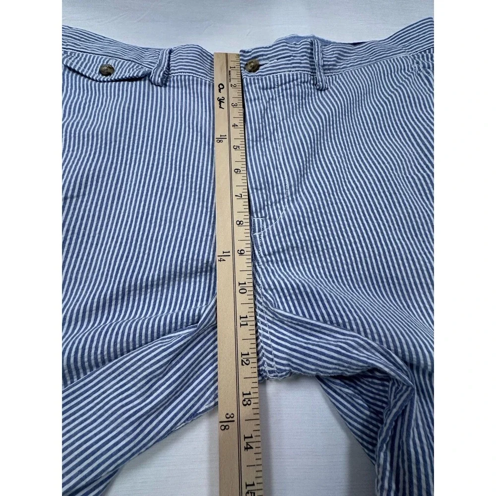 Polo Ralph Lauren Men's Shorts Sz‎ 35 Stretch Straight Fit Seersucker Blue/White